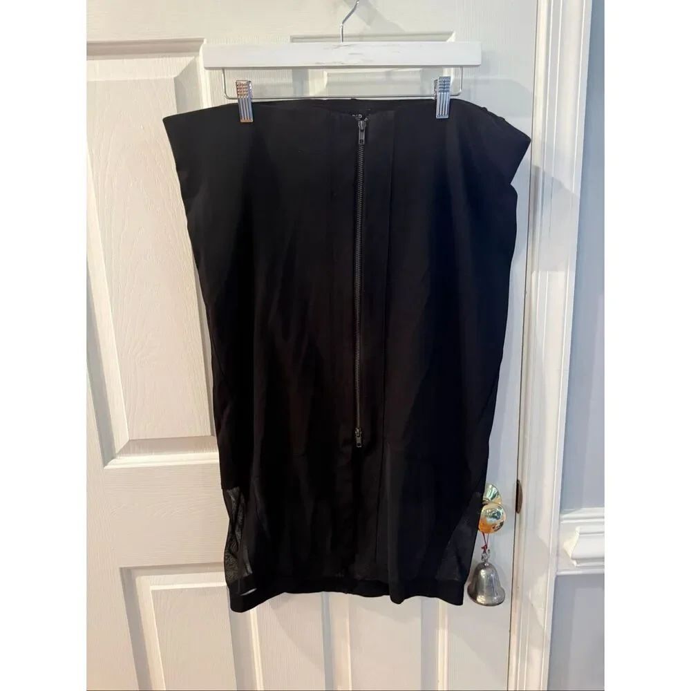 Torrid Black Front Zip Sheer Bottom Wiggle Skirt sz 2X NWT